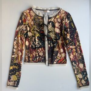 Vintage 90s Butterfly Tie-front Blouse